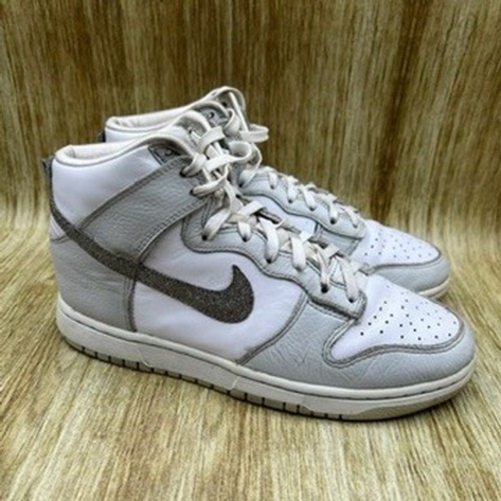 Nike Dunk High Top‎ Women's Size 8.5 Silver Glitter Swoosh Sneakers Shoes
